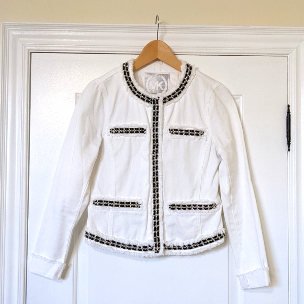 Michael Kors Jean Blazer Jean Jacket | Black Trim | Casual Chic 💞 Party